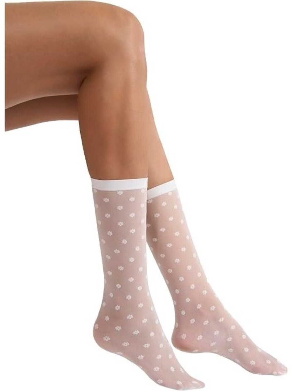 Wolford 48113 Floral Pattern Daisy Socks White ( O/S )